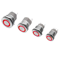 Interrupteur à bouton-poussoir 22 mm, à enclenchement momentané, en métal, pour PC, avec voyant LED marche/arrêt, avec fil, étanche, 12 V, 3 V, 5 V, 6 V, 24 V, 220 V, avec anneau