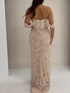 <span class=keywords><strong>Vestidos</strong></span> <span class=keywords><strong>de</strong></span> <span class=keywords><strong>Fiesta</strong></span> con Cuentas Brillantes 2026, Vestido <span class=keywords><strong>de</strong></span> Noche Formal <span class=keywords><strong>de</strong></span> Lujo Estilo Sirena Color Nude Aso Ebi para Cumpleaños, Bodas y Ocasiones Especiales - Product Image 2