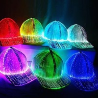 Sombrero Luminoso Colorido, Gorra con Visera Redonda para Actividades Nocturnas al Aire Libre, Sombrero para Adultos con Fuentes de Luz LED Coloridas