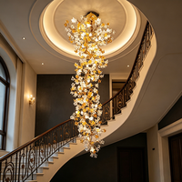 Lustre suspendu pour salon, décoration de luxe moderne, lustre pour escalier, luminaire suspendu pour plafond haut, lustre en cristal de haute qualité