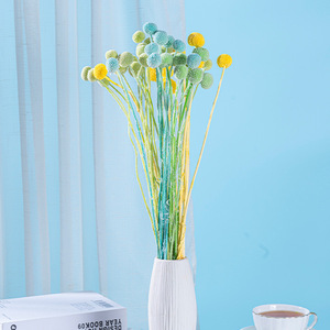 แจกันช่อดอกไม้แห้งสีเหลืองทรงกลมที่เก็บรักษาไว้เป็นช่อ - Product Image 2
