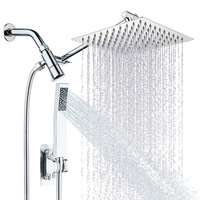 Kit de douche transfrontalier pressurisé en acier inoxydable chromé de 8 pouces avec pommeau de plafond et douchette à main