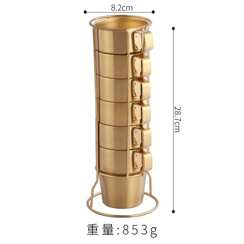 Porte-gobelet de 300 ml pour six tasses (or)