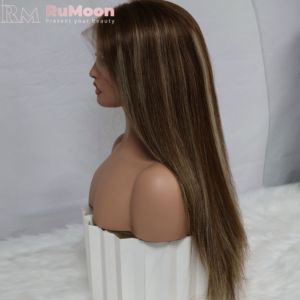 Parrucca 13x6 in Capelli Umani Vergini Brasiliani di Alta Qualità Grado 12A Biondo Chiaro con Frangia per Lace Front Trasparente 4/27 Densità 250% - Product Image 4