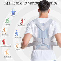 Ceinture de soutien de la posture dorsale avec 2 bandes de soutien flexibles, réglable, légère, pour la protection et la correction du dos, idéale pour le sport