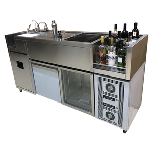 Barra de bar comercial de acero inoxidable para cócteles y ensaladas con equipo, estación de bar para cócteles duradera - Product Image 1