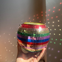 Jardinière boule disco, jardinière miroir avec chaîne, cintre en macramé, jardinière suspendue, décor boule disco, pot d'insertion pour plante d'intérieur