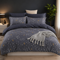 Set Sprei Katun Bintang Langit Bulan Poland Stock Grey Gold Crescent untuk B&B EU Dropshipping 3pcs