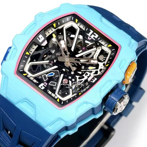 Montre-bracelet mécanique pour homme de luxe de haute qualité avec bracelet en caoutchouc, boîtier en fibre de carbone TPT, étanche et squelette. - Product Image 2