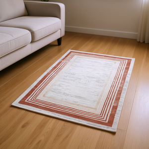 Elegante Tappeto Bordato 5x7 Marrone Avorio Antimacchia e Antipelo per Soggiorno, Camera da Letto, Sala da Pranzo, Ufficio - Product Image 2