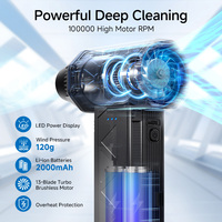 Ventilador turbo Jarvis de 100000 rpm, soplador de aire de alta presión integrado con función de succión, soplador de aire eléctrico para limpiar el coche.