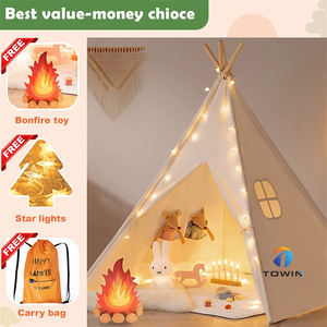 Tienda blanca de juegos <span class=keywords><strong>para</strong></span> niños, tipi indio <span class=keywords><strong>para</strong></span> niños, tiendas de lona de algodón, tienda tipi de una ventana <span class=keywords><strong>para</strong></span> interiores <span class=keywords><strong>para</strong></span> niños - Product Image 2