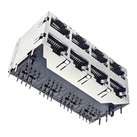 Módulo de Interfaz de Red RJ45 Cat3/5 Blindado Multipuerto 2x4 con Entrada Lateral Negra PBT Hembra 8P8C