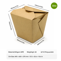 PE Coated Kraft Paper Food Box Fold-Top Noodle Container Leak-Proof Takeout Box for Restaurant Catering Paper Bowl