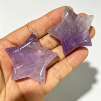 Figurines étoiles et lunes en améthyste naturelle polie de 3-5 cm pour la décoration intérieure et l'artisanat de guérison en cristal