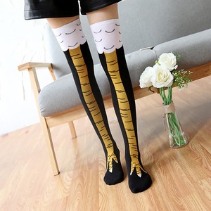 Harajuku Kawaii divertido <span class=keywords><strong>pollo</strong></span> pierna Fitness muslo <span class=keywords><strong>medias</strong></span> mujer chica rodilla calcetines altos colorido Logo diseño largo vestido estilo - Product Image 5