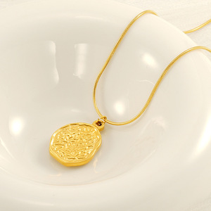 ZOGXIN Gold Plated Pendant Necklace Stainless Steel Snake Chain Fashionable Women's Jewelry Round Sunflower Animal Design - Product Image 3