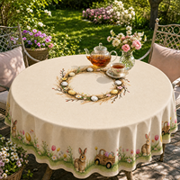 Nappe Moderne en Polyester Lapin de Pâques et Œuf – Lavable, Réutilisable, Écologique pour Événements, Fêtes et Décoration Intérieure