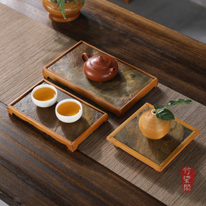 Bamboo <b>Tea</b> Tray Square Kung Fu <b>Tea</b> <b>Set</b> Holder Dry Brewing Table Teapot Cup Stand Handmade Lacquered <b>Tea</b> Accessories - Product Image 1