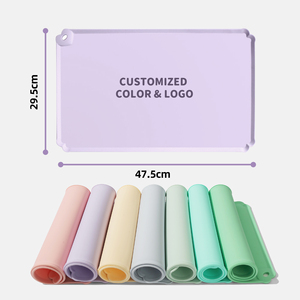 CUSTOM Silicone Feeding <b>Mat</b> For Dogs <b>Cats</b> Small Animals Non Slip Waterproof Easy Clean Solid Color Indoor Use Square Shape - Product Image 2