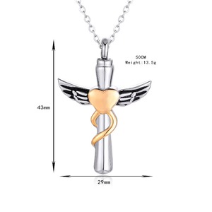Collier urne en forme de croix avec cœur, pendentif de crémation en acier inoxydable pour cendres, bijou souvenir pour homme - Product Image 6