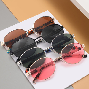 New <strong>Design</strong> <strong>Fashion</strong> Oval Metal Frame Sunshade <strong>Glasses</strong> Vintage Light Lens Acetate Arms Sun <strong>Glasses</strong> Polarized Women Sunglasses - Product Image 3
