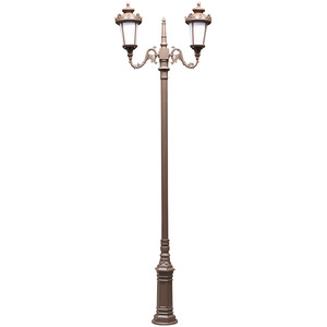 Lampadaire de jardin extérieur en fer avec abat-jour en verre LED, lumière blanc chaud 2700K, IP66, ampoule A19 non amovible, alimentation solaire AC 220V avec détecteur de mouvement - Product Image 3