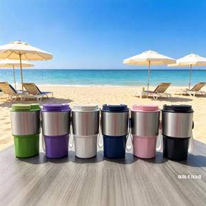 Taza de Café de Acero Inoxidable de 500 ml con Aislamiento al Vacío, Pantalla Inteligente de Temperatura, Tapa Doble con Asa de Transporte para Oficina y Exteriores - Product Image 1