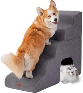 Orthopädische Haustier-Treppe Rampe Weiche Polsterung Schaumstoffmatte zum Schutz der Knie und Gelenke - Hilft Älteren Behinderten Hunden und Katzen beim Aufsteigen von Bett und Sofa - Product Image 1