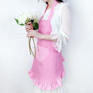 Haute qualité Durable mignon rétro belle coton blanc bavoir femme <span class=keywords><strong>de</strong></span> chambre <span class=keywords><strong>tablier</strong></span> avec poches volants réglables pour les femmes - Product Image 4