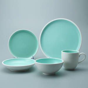 Assiettes à dîner en porcelaine <span class=keywords><strong>Steak</strong></span>, plats à dîner en céramique Style nordique deux tons de couleur, blanc vert vaisselle en céramique nouveau Design 1 pièce - Product Image 1