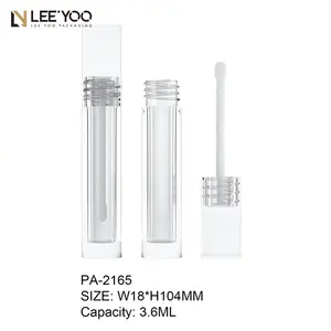 Modern Square Container Transparente Vazio Lip Gloss Tube com Self-Branding Embalagem De Luxo 3.6ml Liquid Lipstick Tube