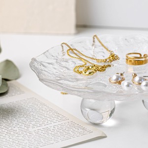 Plateau à bijoux en verre moderne et élégant Plat à bibelots décoratif avec surface anti-ternissement pour collier Boucle d'oreille Anneau Bracelet Affichage - Product Image 1