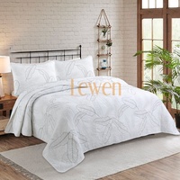 Ensemble de literie matelassé 3 pièces en microfibre de polyester léger pour chambre à coucher, toutes saisons