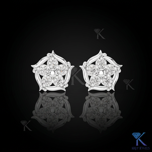 Lab Grown Diamond Geometric Floral Star <b>Stud</b> Earrings 14K 18K Solid Gold 5 Stone Cluster Women Jewelry Wedding Party Anniversary - Product Image 1
