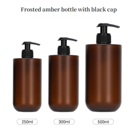 Botol Silinder PET Amber Frosted dengan Logo Custom Sablon 250ml/300ml/500ml untuk Kemasan Sampo, Kondisioner, dan Sabun Mandi