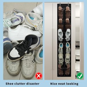 Over The Door Shoe Organizer 12 Mesh Pockets Hanging Storage For Closet Shoes <b>Black</b> - Product Image 5