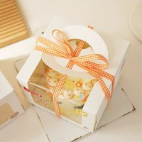 Boîte d'emballage pour gâteau personnalisée, cadeau d'anniversaire, boîte à gâteau carrée biodégradable de 6 pouces avec fenêtre transparente et poignée