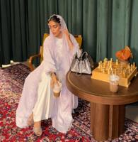 Ensemble Abaya Hafizah personnalisé en dentelle blanche brodée de fleurs, vêtements modestes pour femmes, tenue islamique de Dubaï, robe kaftan musulmane