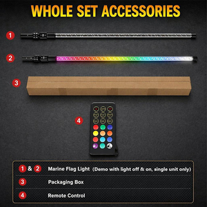 Feu de navigation LED RGB 4FT pour bateau avec lampe d'<span class=keywords><strong>ancre</strong></span> blanche indépendante, étanche IP68, contrôle par télécommande et application pour la pêche de nuit - Product Image 6