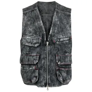 Qualidade Premium Outwear Colete Masculino Solto Colete Sem Mangas Elegante Relaxante Homens Jeans Denim Vest