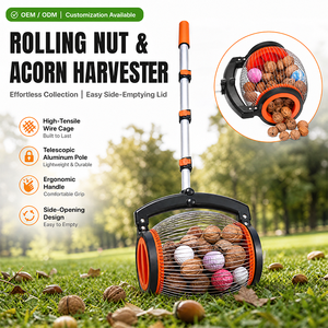 Recogedor de Frutas con Ruedas y Mango Telescópico, Recolector de Bolas de Nogal, Rodillo para Césped para Nueces, Pecanas y Pelotas de Golf - Product Image 1