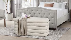 TOSEE mobilier de salon design simple tissu Teddy coussin doux blanc tabouret banc de rangement - Product Image 6