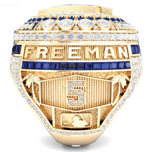 Bague de championnat des Dodgers de Los Angeles 2024, alliage de zinc, cristal, strass, plaqué platine, forme de cœur, souvenir pour homme - Product Image 4