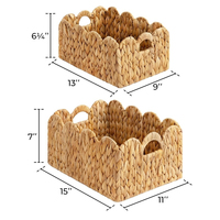 Ensemble de 2 adorables paniers de rangement en jacinthe d'eau bord festonné organisation Durable cadre en métal robuste de haute qualité + 84976578835