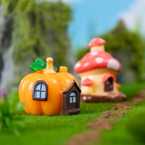 Micro Landscape Cartoon Mushroom Pumpkin House Miniatures Cake Accessories Resin Small Dollhouse for <b>Mini</b> Fairy Garden Ornament - Product Image 2