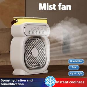 <b>Mini</b> Portable Air <b>Cooler</b> Fan USB Rechargeable 3 Speed Mist Spray Fan 450ml Water LED Color Light - Product Image 3
