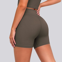 Shorts de yoga personnalisés en gros à séchage rapide, motif uni, respirants, rehausseurs de fessiers, pour la course, le sport et le fitness, shorts de gym taille haute
