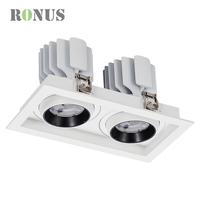 Spot encastré LED double tête 7W*2 COB, orientable, pour plafond et mur, avec grille