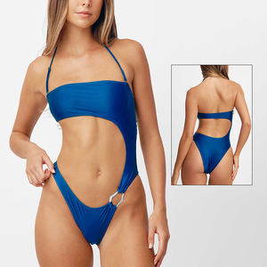 Mayoristas Micro Bikinis Niñas Azul brillante Un hombro Traje de baño Último diseño Sexy Mujeres Bikini Traje de baño 2025 - Product Image 5